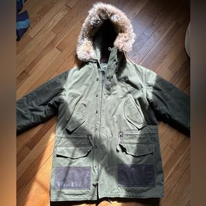 Rugby Ralph Lauren quilted fur hood jacket. Size medium fits Large.